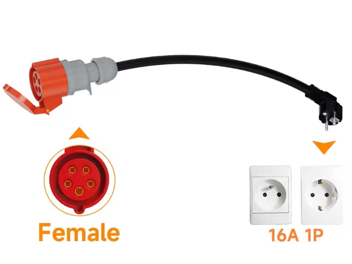 CEE Red Adapter 16A → Schuko 16A for EV Chargers
