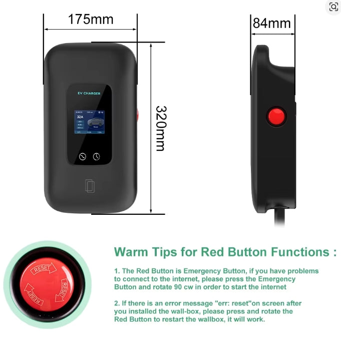 Carregador EV Wallbox 7.6 / 11 / 22 kW | 16A / 32A | Type 2 | Controlo por App