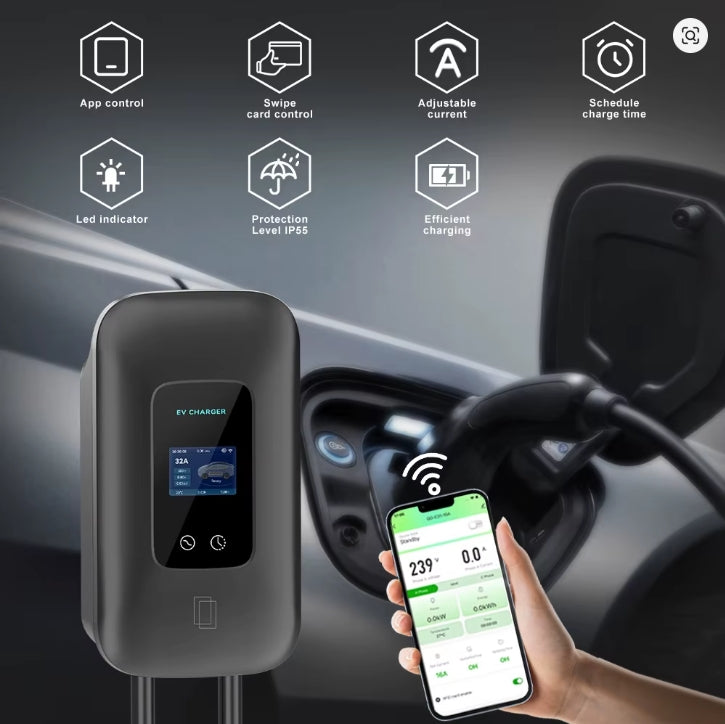Carregador EV Wallbox 7.6 / 11 / 22 kW | 16A / 32A | Type 2 | Controlo por App