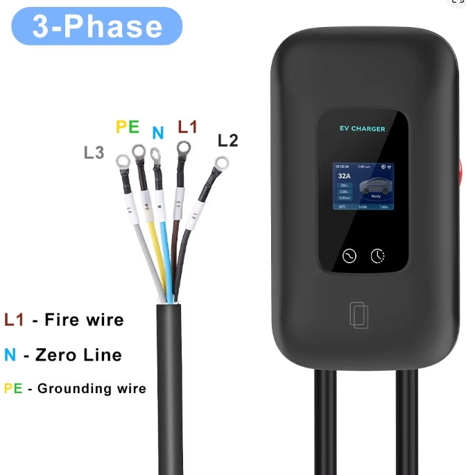 Carregador EV Wallbox 7.6 / 11 / 22 kW | 16A / 32A | Type 2 | Controlo por App
