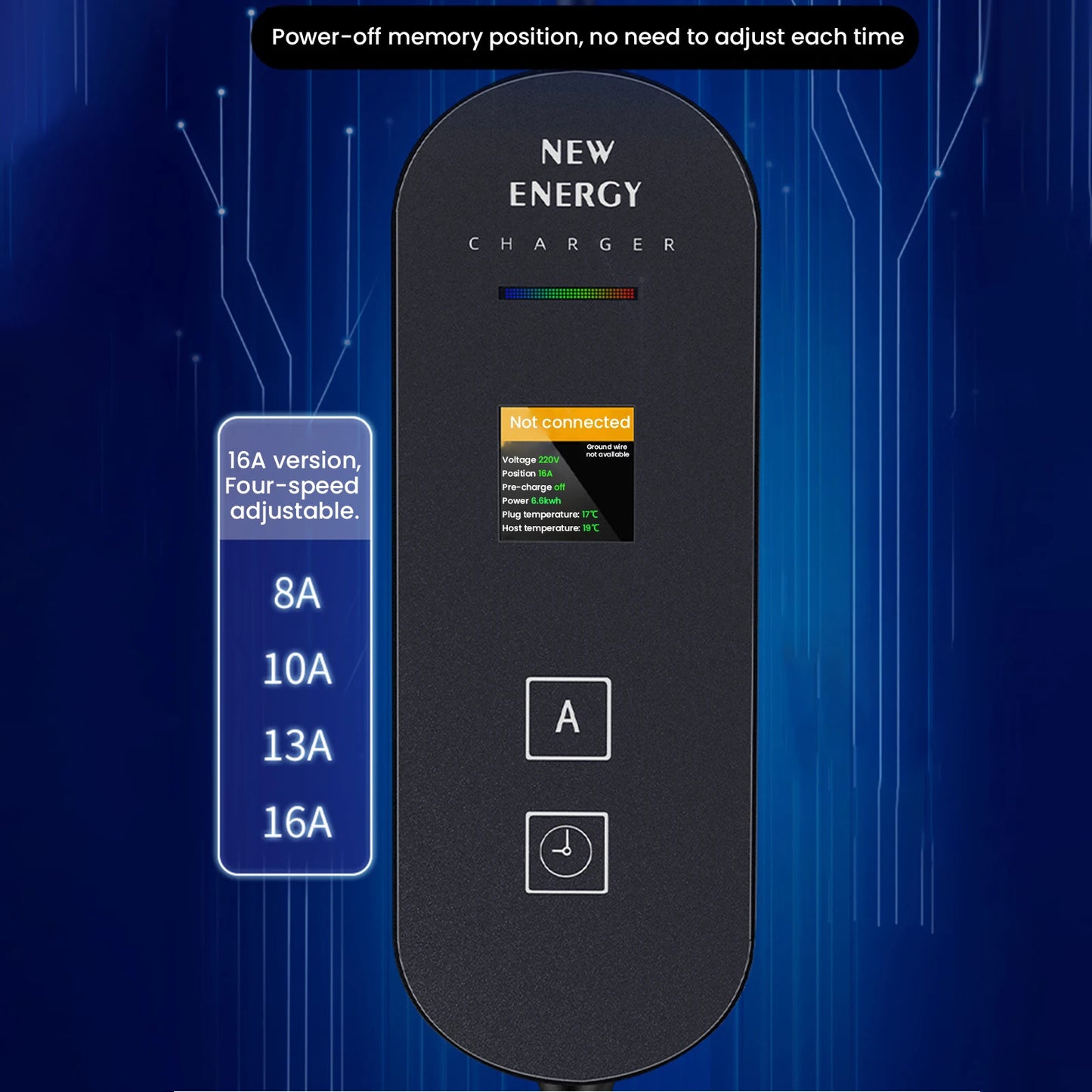 Carregador EV Portátil 16A (3.6 kW) - 5 Metros