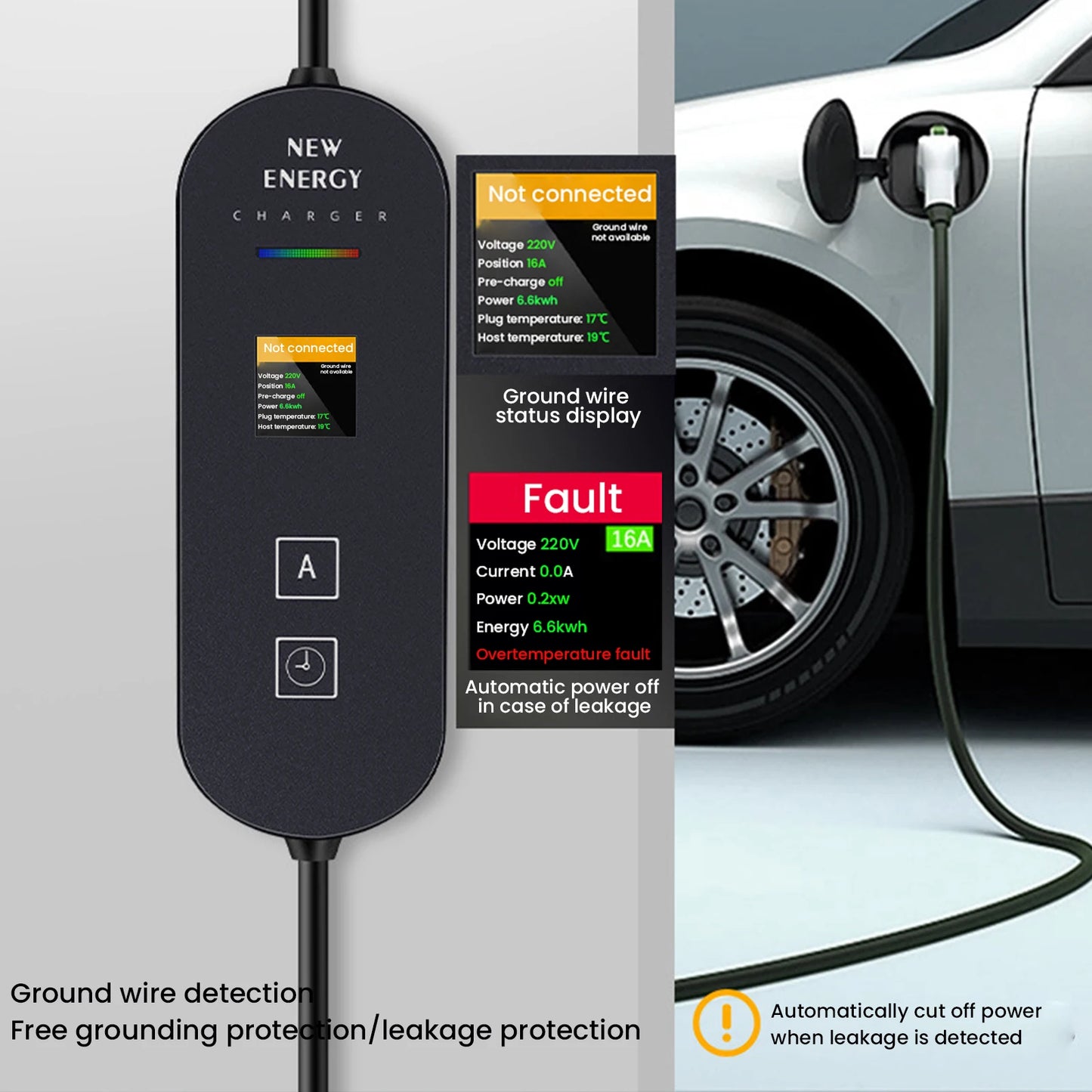 Carregador EV Portátil 16A (3.6 kW) - 5 Metros