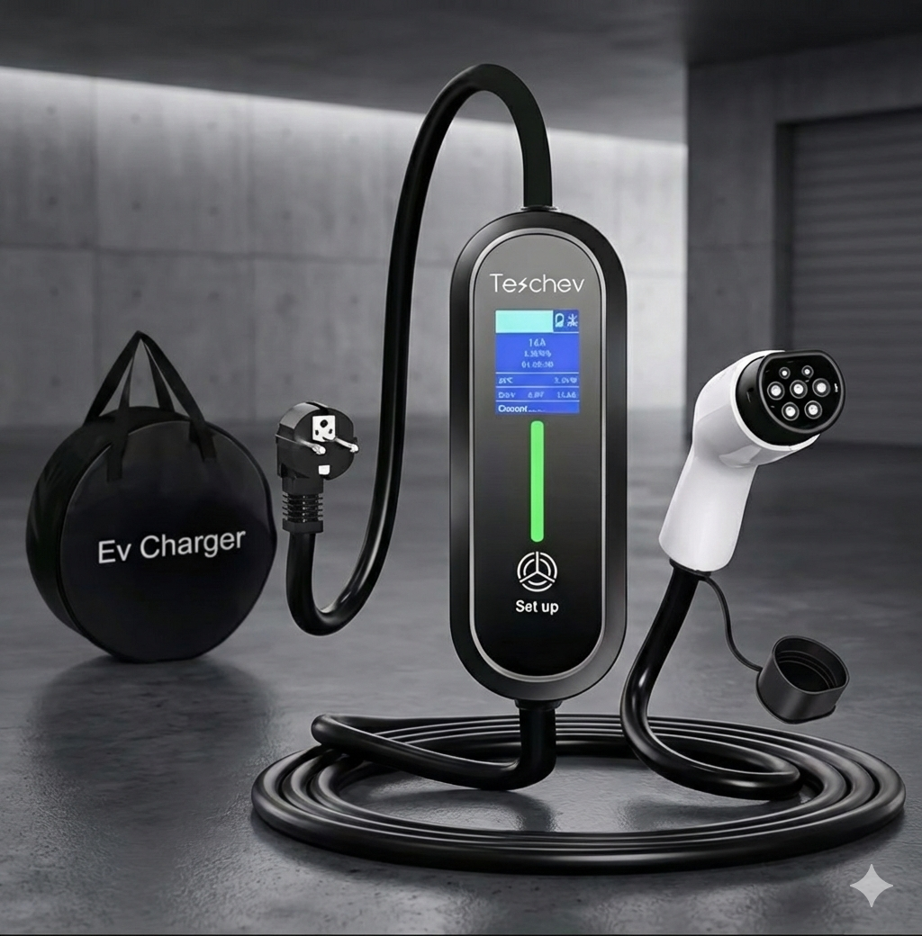 Carregador Portátil EV Tipo 2 – 16A, 3.7kW | O Carregador Portátil Que o Teu Carro Elétrico Merece - Mais Potência. Mais Prático. Mais Autonomia.